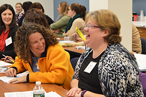 Two teachers at a workshop